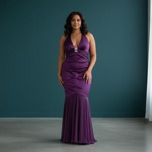 VTG Xscape Purple Satin Mermaid Gown // Y2K Evening Dress